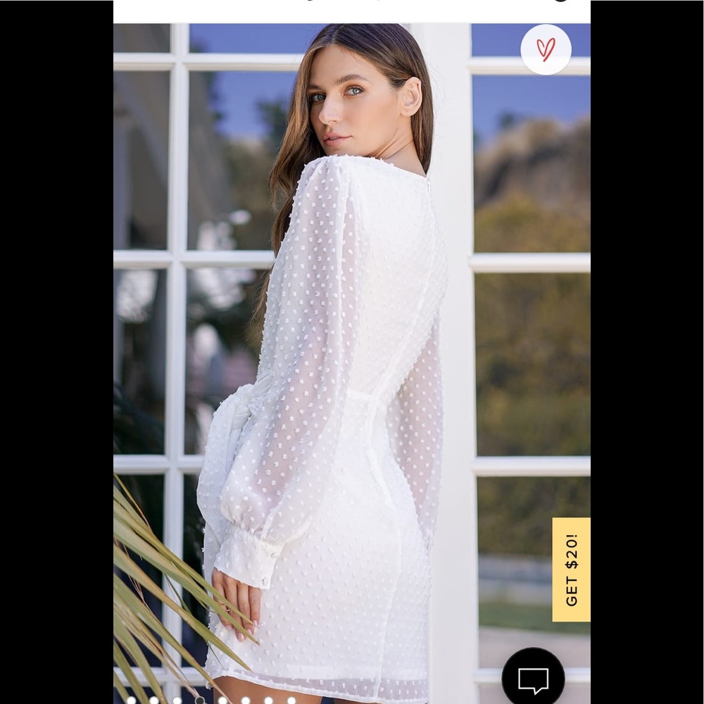 Lulu's White Swiss Dot Tie Front Mini-Dress
